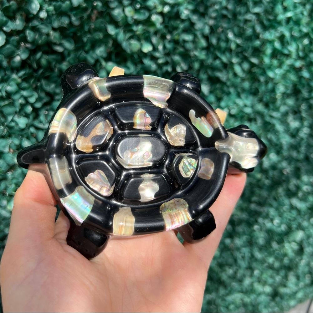 Vintage abalone, shell lucite  turtle soap, dish, trinket dish